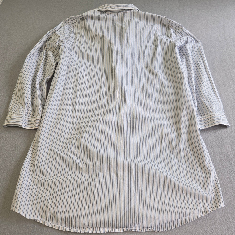 Haven Well Within Nightshirt Womens L Blue White Striped Cotton Button Front - Picture 3 of 6